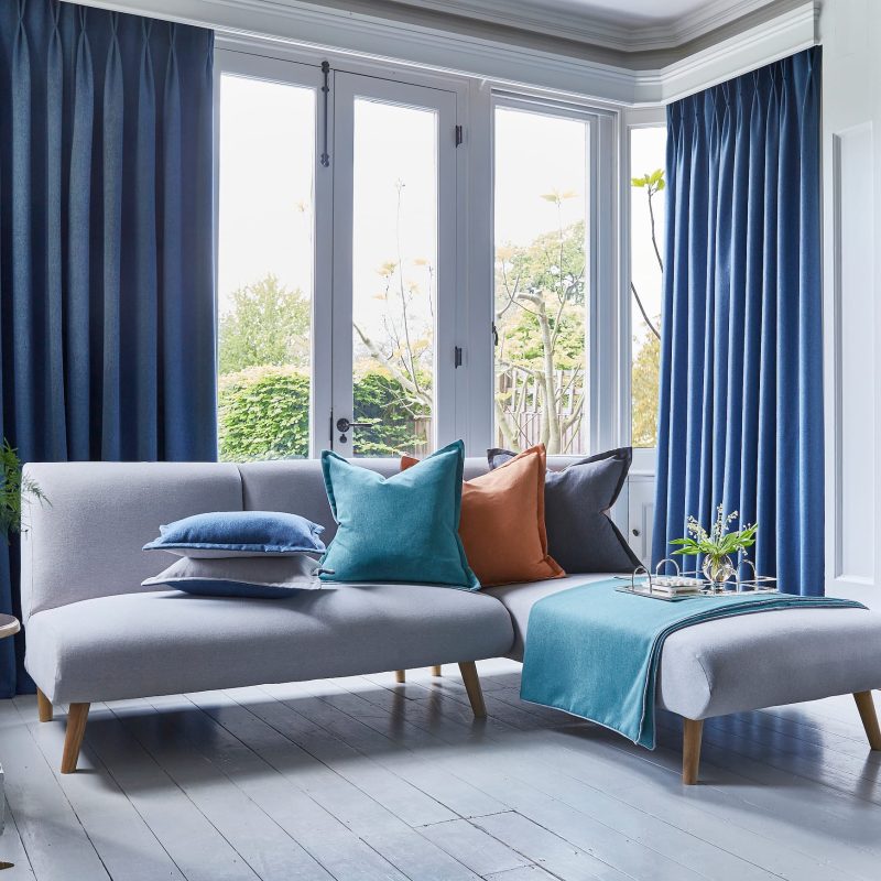 blue made to measure pinch pleat curtains for any room